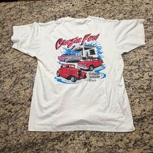 Vintage Cruzin Few Unique Vehicle Club Car Graphic T-Shirt White Single Stitch v